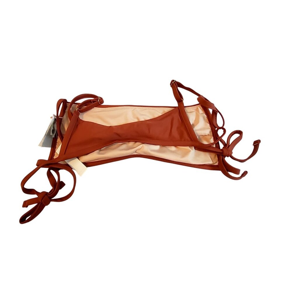 Madewell XS Rust Bikini Top With Adjustable Ties  Recycled Polyester & Elastane - Picture 2 of 9